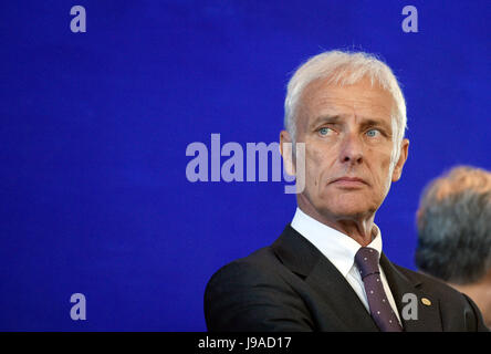 Berlin, Deutschland. 1. Juni 2017. Matthias Müller, Vorstandsvorsitzender der Volkswagen AG, abgebildet im Bundeskanzleramt in Berlin, Deutschland, 1. Juni 2017. Foto: Rainer Jensen/Dpa/Alamy Live-Nachrichten Stockfoto