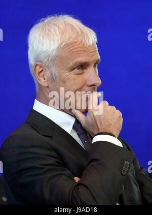 Berlin, Deutschland. 1. Juni 2017. Matthias Müller, Vorstandsvorsitzender der Volkswagen AG, abgebildet im Bundeskanzleramt in Berlin, Deutschland, 1. Juni 2017. Foto: Rainer Jensen/Dpa/Alamy Live-Nachrichten Stockfoto