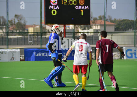 Gibraltar. 1. Juni 2017. Grammatiker (Gibraltar) 2-2 HAHK Mladost (Kroatien) Rollstuhlbasketball 2017 Club Challenge II Turnier, Bayside Hockey Pitch, Victoria Stadion, Gibraltar. Bildnachweis: Stephen Ignacio/Alamy Live-Nachrichten Stockfoto