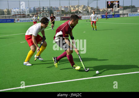 Gibraltar. 1. Juni 2017. Grammatiker (Gibraltar) 2-2 HAHK Mladost (Kroatien) Rollstuhlbasketball 2017 Club Challenge II Turnier, Bayside Hockey Pitch, Victoria Stadion, Gibraltar. Bildnachweis: Stephen Ignacio/Alamy Live-Nachrichten Stockfoto