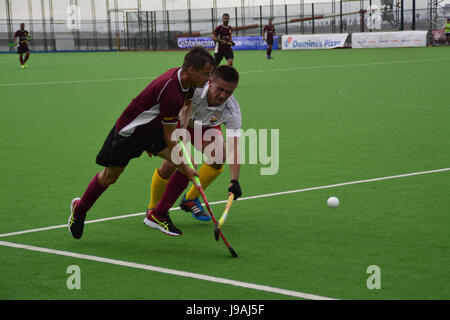 Gibraltar. 1. Juni 2017. Grammatiker (Gibraltar) 2-2 HAHK Mladost (Kroatien) Rollstuhlbasketball 2017 Club Challenge II Turnier, Bayside Hockey Pitch, Victoria Stadion, Gibraltar. Bildnachweis: Stephen Ignacio/Alamy Live-Nachrichten Stockfoto