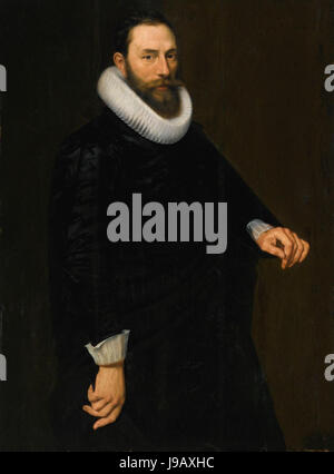 Porträt eines bärtigen Herren, drei Quartal Länge, tragen eine Halskrause von Cornelis van der Voort Stockfoto