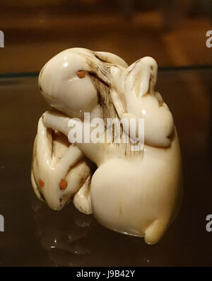 Kaninchen-Netsuke, Japan-Linden-Museum Stuttgart, Deutschland-DSC03488 Stockfoto