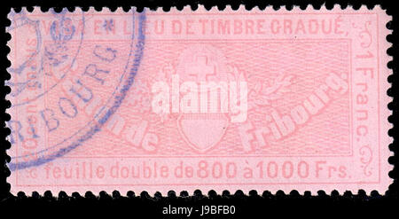 Schweiz-Fribourg-1870 Visum Einnahmen 1Fr 19 Stockfoto