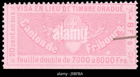 Schweiz-Fribourg-1870 Visum Einnahmen 8Fr 26 Stockfoto