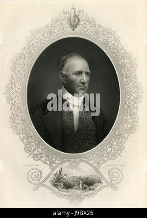 Antike c1860 Gravur, Samuel "Sam" Houston. Samuel Houston (1793-1863) war ein US-amerikanischer Politiker und Soldat, am bekanntesten für seine Rolle in Texas in den Vereinigten Staaten als konstituierende Zustand zu bringen. QUELLE: ORIGINAL GRAVUR. Stockfoto