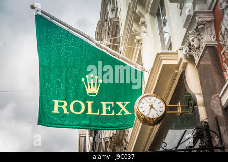 Rolex Boutique, direkt neben dem Royal Arcade auf Old Bond Street, London, UK Stockfoto