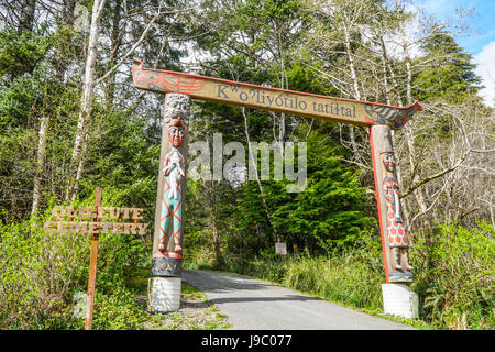 Eingang zu den Quileute Friedhof - Quillayute Tribe - Gabeln - WASHINGTON Stockfoto