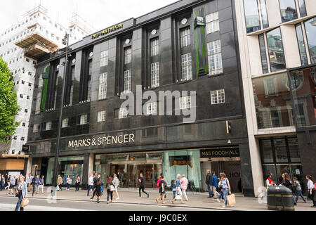 Die Markierungen und Spencer Pantheon-Flagship-Store auf der Oxford Street - ein Grade 1 aufgeführten Gebäude, Stockfoto