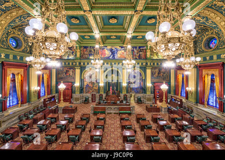 HARRISBURG, PENNSYLVANIA - 23. November 2016: Die Kammer des House Of Representatives in Pennsylvania State Capitol. Stockfoto