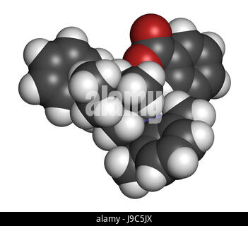 Denatonium Benzoat Hopfenmenge Agent. 3D-Rendering. Atome sind als Kugeln mit konventionellen Farbcodierung vertreten: Wasserstoff (weiß), Kohlenstoff (grau), o Stockfoto