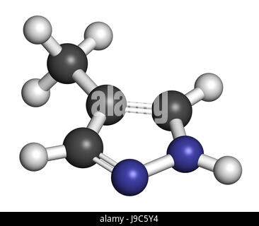 Fomepizol Molekül. Gegenmittel zur Behandlung von Methanol und Ethylenglykol-Vergiftung. 3D-Rendering. Atome werden als Kugeln mit konventionellen c dargestellt. Stockfoto