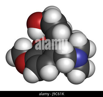 Galantamin Alkaloid Molekül. Im kaukasischen Schneeglöckchen, verwendet in der Behandlung der Alzheimer-Krankheit gefunden. 3D-Rendering. Atome werden als Kugeln w dargestellt. Stockfoto