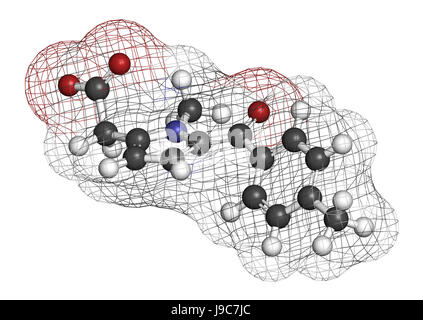 Tolmetin NSAID Wirkstoffmolekül. 3D-Rendering. Atome werden als Kugeln mit konventionellen Farbkodierung dargestellt. Stockfoto