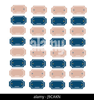 Illustration des leeren Karten für den Eintritt von blau und Faun Farbe Ticket mit zwei Sternen auf weißem Hintergrund Stockfoto