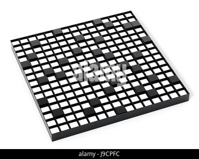 Kreuzworträtsel, isoliert auf weißem Hintergrund. 3D Illustration. Stockfoto