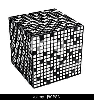 Crossword Puzzle Cube isoliert auf weißem Hintergrund. 3D Illustration. Stockfoto