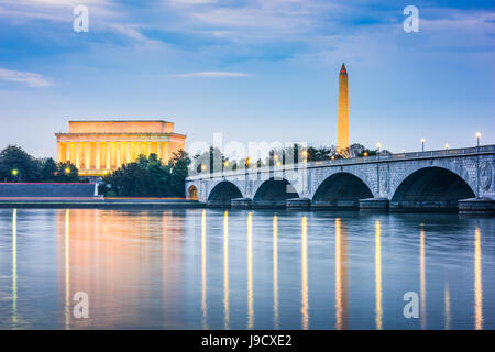 Washington DC, USA Skyline auf dem Potomac River. Stockfoto