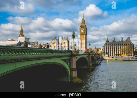 Big Ben, Westminster Bridge, Houses of Parlament, Themse, London, England, Vereinigtes Königreich Stockfoto