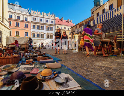 Flohmarkt auf dem Marktplatz, Altstadt, Lublin, Woiwodschaft Lublin, Polen, Europa Stockfoto