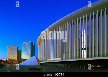 Europäischen Gerichtshof und neue Philharmonie auf dem Kirchberg in Luxemburg, Großherzogtum Luxemburg, Europa Stockfoto