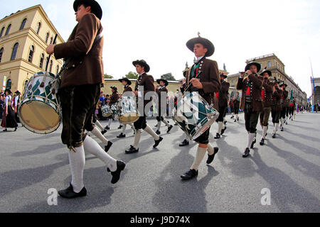 Traditioneller Trachtenumzug anlässlich des Oktoberfest, München, Upper Bavaria, Bayern, Deutschland, Europa Stockfoto