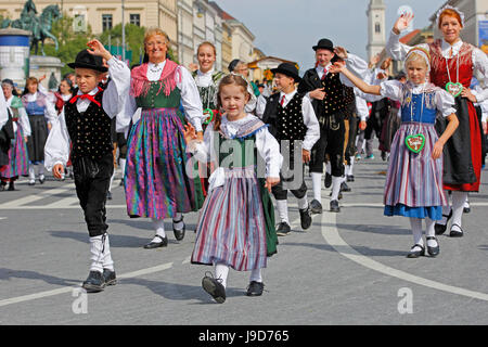 Traditioneller Trachtenumzug anlässlich des Oktoberfest, München, Upper Bavaria, Bayern, Deutschland, Europa Stockfoto