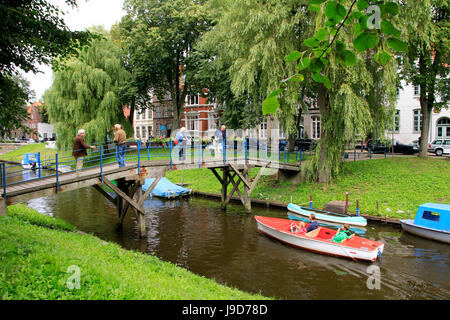 Städtische Gracht in Friedrichstadt, Eider, Schleswig-Holstein, Deutschland, Europa Stockfoto