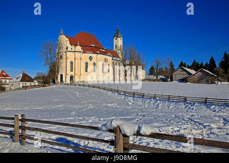 Kirche der Wieskirche in der Nähe von Steingaden, Bayern, Deutschland, Europa Stockfoto