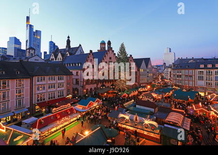 Weihnachtsmarkt am Roemerberg-Platz, Frankfurt Am Main, Hessen, Deutschland, Europa Stockfoto