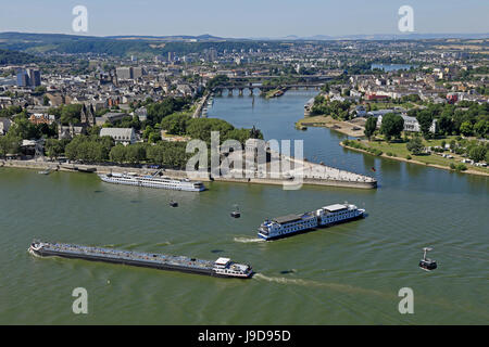 Landzunge am Deutschen Eck (Deutsches Eck), Koblenz, Rheinland-Pfalz, Deutschland, Europa Stockfoto