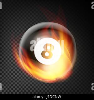 Billard-Ball-Vektor realistisch. Billardkugel 8 In brennenden Stil auf transparenten Hintergrund isoliert Stock Vektor