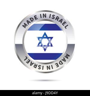 Metallabzeichen Symbol, made in Israel mit Flagge Stock Vektor