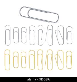 Kleinen Binder Clips Vektor Isolated On White. Realistische Büroklammer-Set Stock Vektor