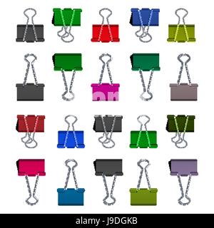 Kleinen Binder Clips Vektor Isolated On White. Realistische Büroklammer-Set Stock Vektor