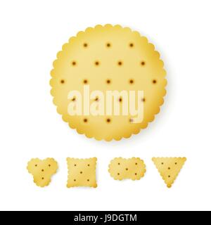Cracker In verschiedenen Formen. Gelbe Cookie Vektor. Stock Vektor