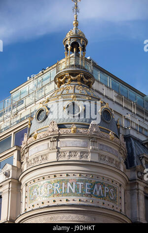 Boulevard Haussmann Printemps Store, Paris, Frankreich Stockfoto