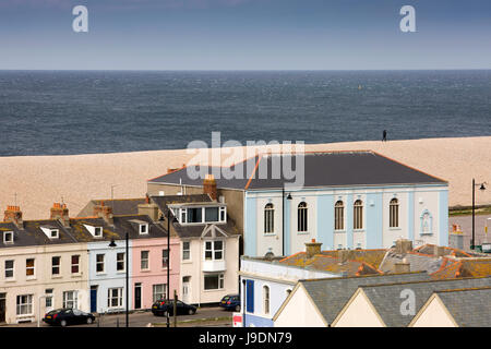 UK England, Dorset, Portland, Chiswell, erhöhten Blick auf Häuser hinter Chesil Beach Stockfoto