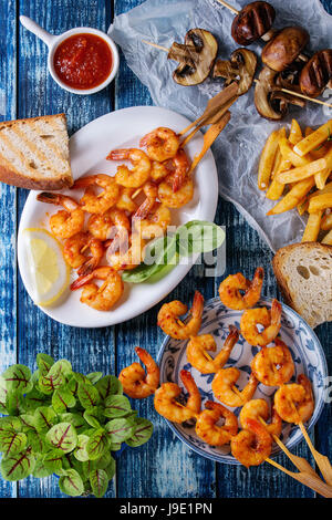 Würzige Garnelen Kebab Grill Stockfoto