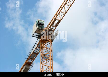 blau, Turm, tief, Spalte, klar, Firmament, Himmel, gelb, Kran, blau, Haus, Stockfoto