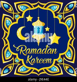 traditionelle Ramadan Kareem Monat Feier Grußkarte Design, Heilige moslemische Kultur, islamische Religion Mubarak Eid Hintergrund, Islam Urlaub Ramazan Vektor-Illustration Stock Vektor