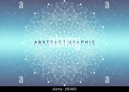 Fraktal-Element mit Verbindungen Strichen und Punkten. Große Daten Komplex. Grafische Zusammenfassung Hintergrund Kommunikation. Minimale Array. Visualisierung von digitalen Daten. Vektor-Illustration Big Data. Stock Vektor