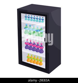 Kühlschrank mit Erfrischungen trinkt Symbol Cartoon-Stil Stock Vektor