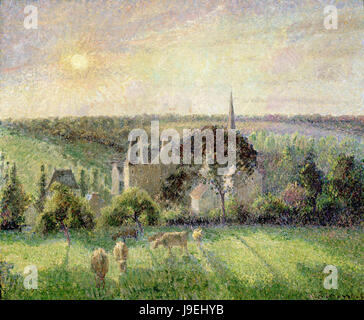 Camille Pissarro Landschaft am Eragny: Kirche und 1895 Musée d ' Orsay Paris auf dem Bauernhof Stockfoto