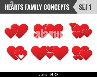Herzen Familie Konzepte. Set 1. Vektor-Illustration. Stock Vektor