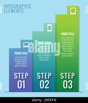 Infografik-Elemente. Drei Schritte zum Erfolg. Stock Vektor