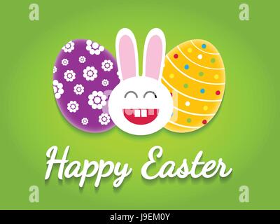 Glücklich Osterkarte mit Ostereiern und Hase. Stock Vektor