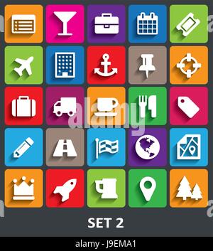 Trendige Vektor-Icons mit Schatten. Set 2 Stock Vektor