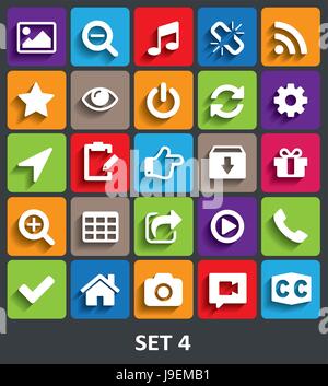 Trendige Vektor-Icons mit Schatten. Set 4 Stock Vektor