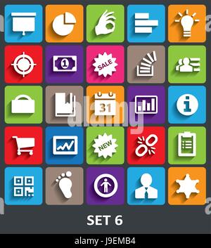 Trendige Vektor-Icons mit Schatten. Satz 6 Stock Vektor